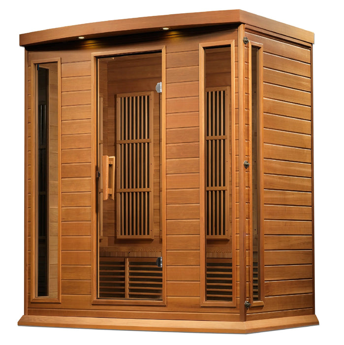 InHouse Wellness Maxxus “Chaumont Edition” 4-Person FAR Infrared Corner Sauna – Red Cedar