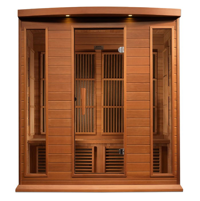 InHouse Wellness Maxxus “Chaumont Edition” 4-Person FAR Infrared Corner Sauna – Red Cedar