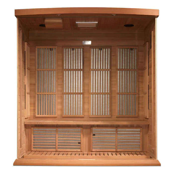 InHouse Wellness Maxxus “Chaumont Edition” 4-Person FAR Infrared Corner Sauna – Red Cedar