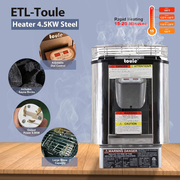 Thermora Premium All - Weather Outdoor Pinewood Barrel Sauna Kit With 4.5KW Heater And Tempered Glass Window (SAK91462) - Elite Recovery Wellness