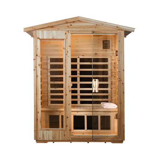 Thermora Zorin Premium 2 - Person Indoor Outdoor Low EMF FAR - Infrared Hemlock Wood Personal Home Sauna Spa, 1750W (SAK27451) - Elite Recovery Wellness