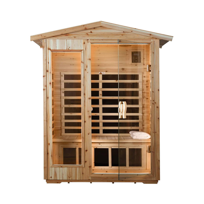 Thermora Zorin Premium 2 - Person Indoor Outdoor Low EMF FAR - Infrared Hemlock Wood Personal Home Sauna Spa, 1750W (SAK27451) - Elite Recovery Wellness