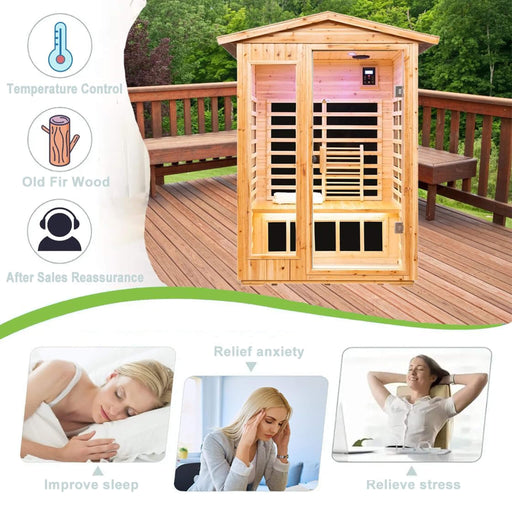 Thermora Zorin Premium 2 - Person Indoor Outdoor Low EMF FAR - Infrared Hemlock Wood Personal Home Sauna Spa, 1750W (SAK27451) - Elite Recovery Wellness