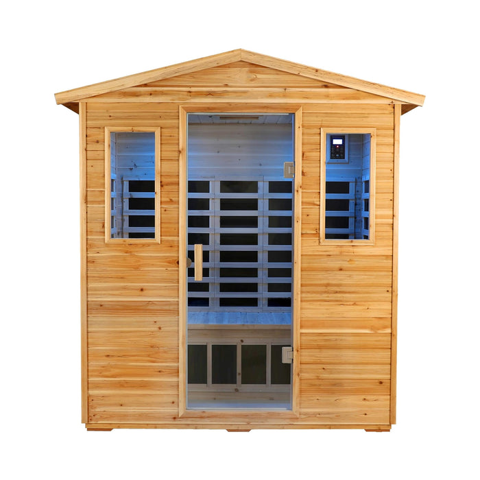 Thermora Deluxe 3 - Person Outdoor Full Spectrum Low EMF Infrared Home Sauna With Bluetooth Speakers And LED Reading Light (SAK14098) - Elite Recovery Wellness
