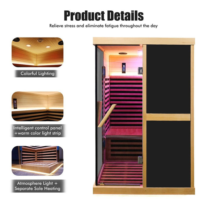 Thermora Premium Large 2 - Person V - Shaped FAR Infrared Sauna Room With Double Glass Doors, 1980W (SAK96413) - Elite Recovery Wellness