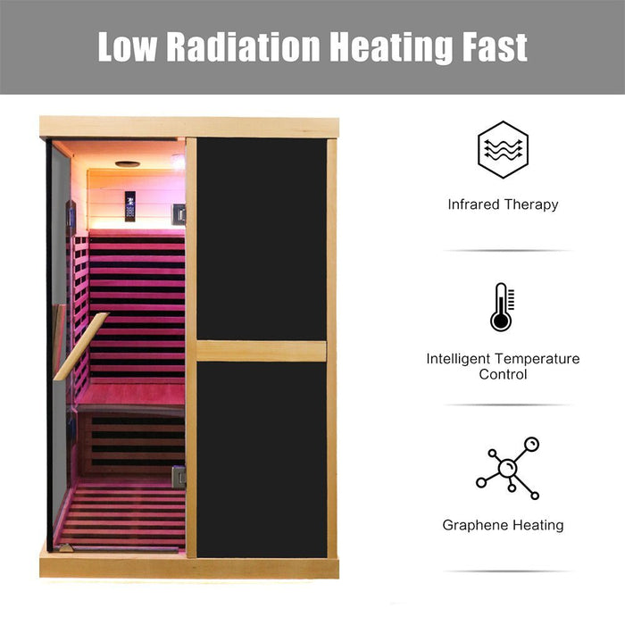 Thermora Premium Large 2 - Person V - Shaped FAR Infrared Sauna Room With Double Glass Doors, 1980W (SAK96413) - Elite Recovery Wellness