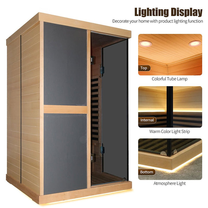 Thermora Premium Large 2 - Person V - Shaped FAR Infrared Sauna Room With Double Glass Doors, 1980W (SAK96413) - Elite Recovery Wellness