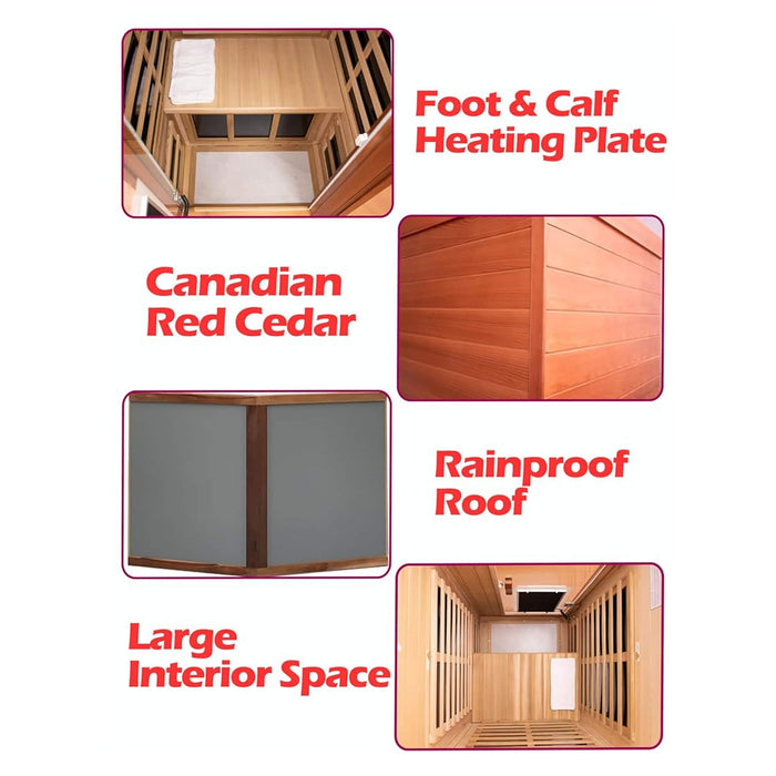 Thermora Premium 1 - Person Outdoor Red Cedar Infrared Sauna With Low EMF, Chromotherapy And Bluetooth (SAK32783) - Elite Recovery Wellness