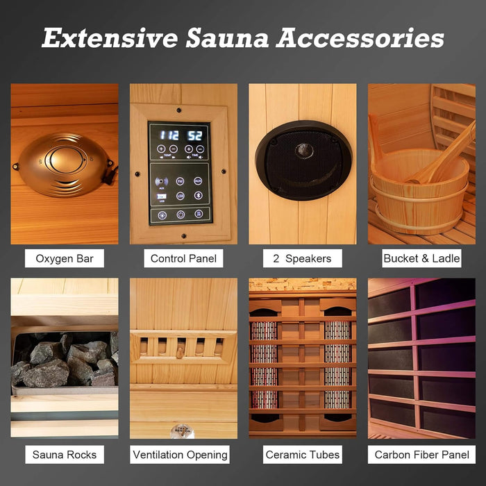 Rövia Aurora 3 - Person Indoor Hybrid Sauna Room With Infrared And 4.5KW Steam Heater (SAK41592) - Elite Recovery Wellness