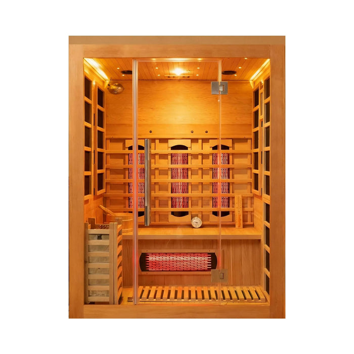 Rövia Aurora 3 - Person Indoor Hybrid Sauna Room With Infrared And 4.5KW Steam Heater (SAK41592) - Elite Recovery Wellness