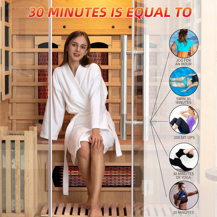 Rövia Aurora 3 - Person Indoor Hybrid Sauna Room With Infrared And 4.5KW Steam Heater (SAK41592) - Elite Recovery Wellness