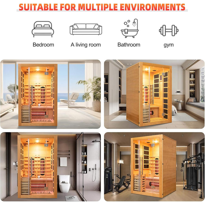 Rövia Aurora 3 - Person Indoor Hybrid Sauna Room With Infrared And 4.5KW Steam Heater (SAK41592) - Elite Recovery Wellness