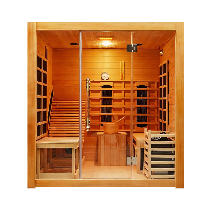 Rövia Oasis 3 - Person Indoor Hybrid Sauna Room With Built - In Lounge Chair (SAK35182) - Elite Recovery Wellness