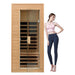 Thermora Elara Premium 1 - Person Indoor Low EMF FAR Infrared Heat Hemlock Wood Personal Home Spa Sauna, 1200W (SAK27463) - Elite Recovery Wellness
