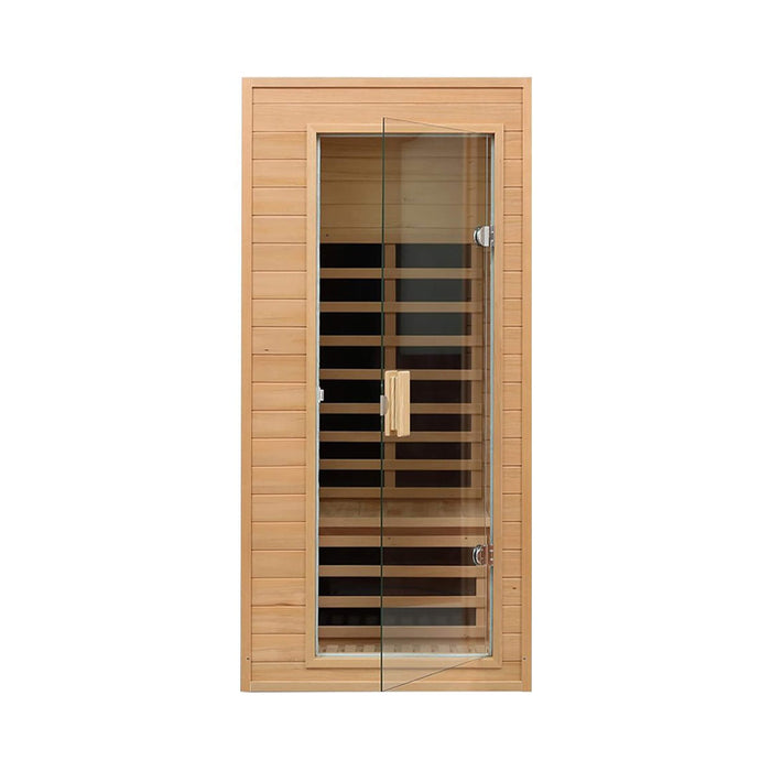 Thermora Elara Premium 1 - Person Indoor Low EMF FAR Infrared Heat Hemlock Wood Personal Home Spa Sauna, 1200W (SAK27463) - Elite Recovery Wellness