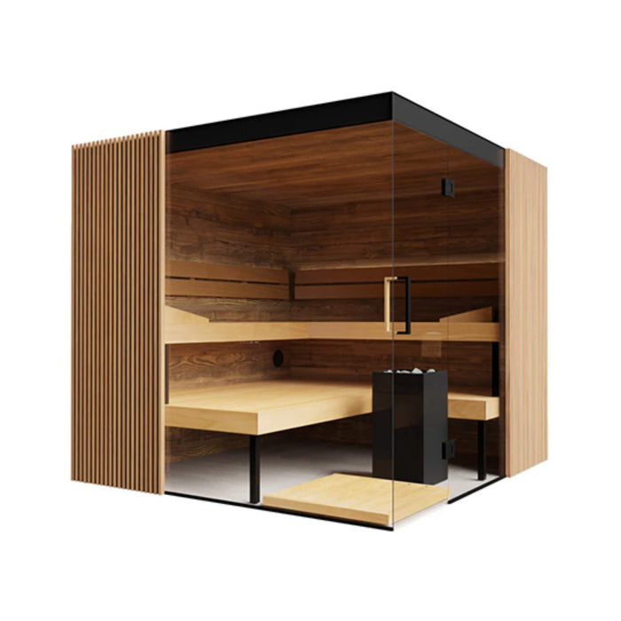 ThermaSol Aalto 4 - Person Indoor Semi Panoramic Glass Sauna Cabin [Made - To - Order] [14 - AALTODL\R] (SAK13285) - Elite Recovery Wellness