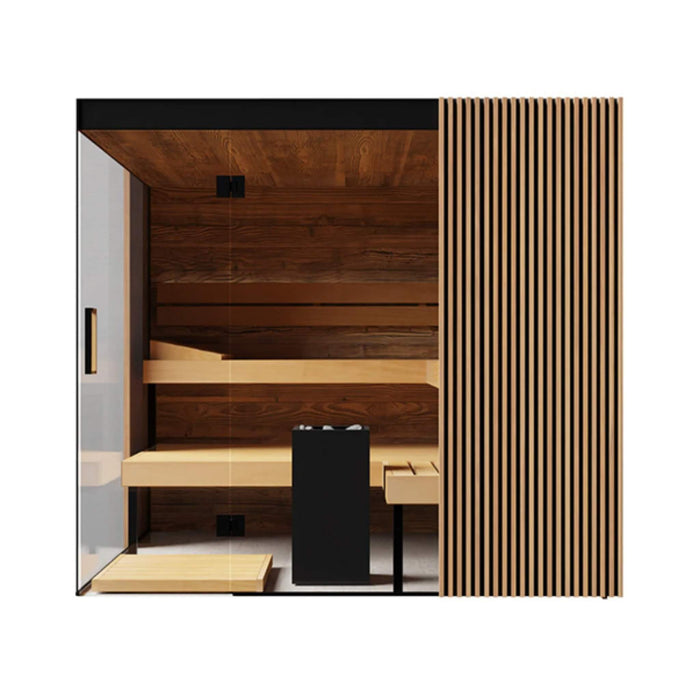 ThermaSol Aalto 4 - Person Indoor Semi Panoramic Glass Sauna Cabin [Made - To - Order] [14 - AALTODL\R] (SAK13285) - Elite Recovery Wellness