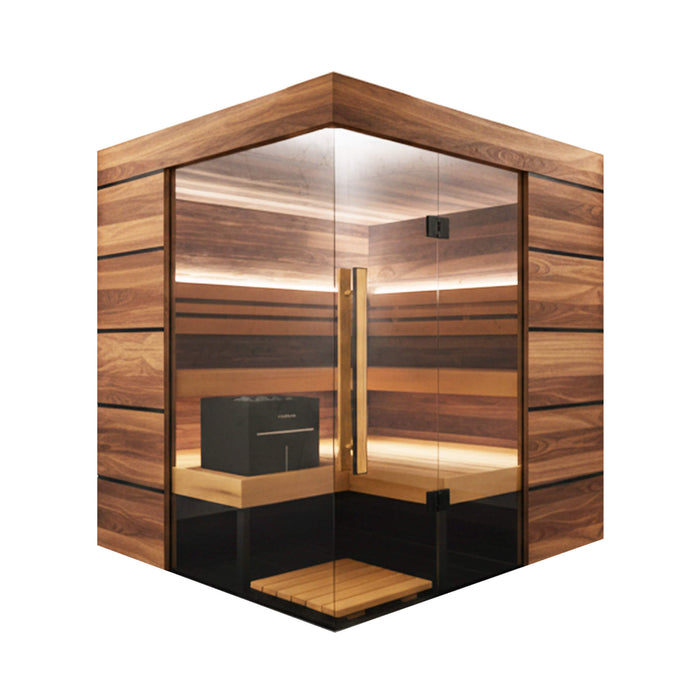ThermaSol Astra 4 - Person Indoor Semi Panoramic Glass Sauna Cabin [Made - To - Order] [14 - ASTRADL\R] (SAK90471) - Elite Recovery Wellness