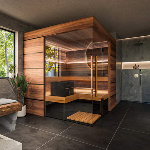 ThermaSol Astra 4 - Person Indoor Semi Panoramic Glass Sauna Cabin [Made - To - Order] [14 - ASTRADL\R] (SAK90471) - Elite Recovery Wellness