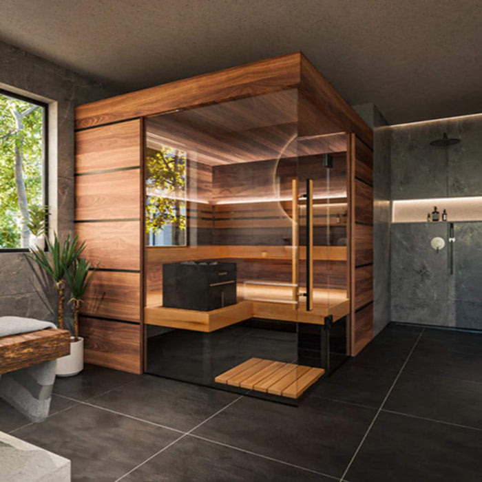 ThermaSol Astra 4 - Person Indoor Semi Panoramic Glass Sauna Cabin [Made - To - Order] [14 - ASTRADL\R] (SAK90471) - Elite Recovery Wellness