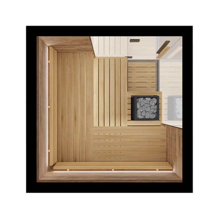 ThermaSol Astra 4 - Person Indoor Semi Panoramic Glass Sauna Cabin [Made - To - Order] [14 - ASTRADL\R] (SAK90471) - Elite Recovery Wellness