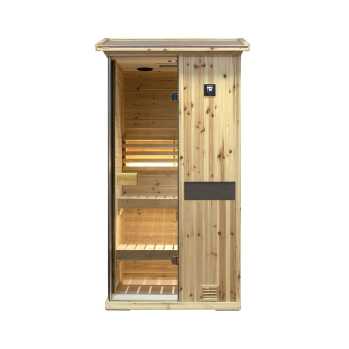 Thermora 1 - Person Outdoor Weather - Resistant Traditional Wooden Steam Sauna Room (SAK71642) - Elite Recovery Wellness