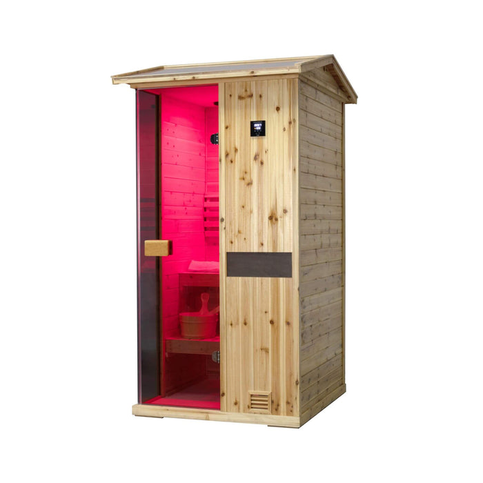 Thermora 1 - Person Outdoor Weather - Resistant Traditional Wooden Steam Sauna Room (SAK71642) - Elite Recovery Wellness