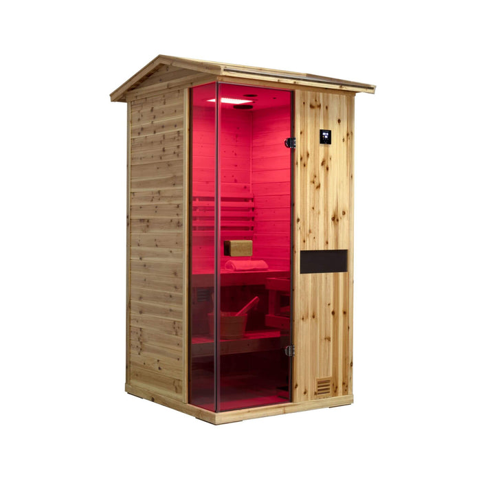 Thermora 1 - Person Outdoor Weather - Resistant Traditional Wooden Steam Sauna Room (SAK71642) - Elite Recovery Wellness