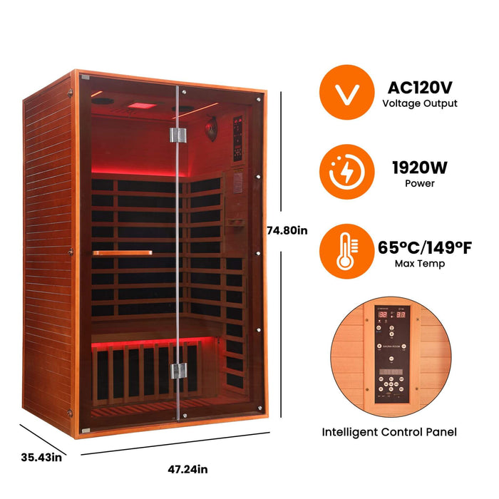 Thermora Fontaine 2-Person Infrared Sauna with Glass Front