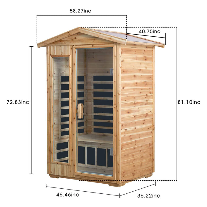Thermora 2 - Person Outdoor Infrared Sauna With Bluetooth Audio And LED Lighting (SAK28694) - Elite Recovery Wellness