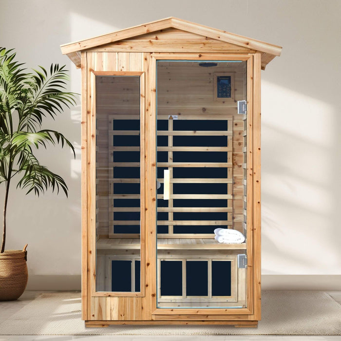 Thermora 2 - Person Outdoor Infrared Sauna With Bluetooth Audio And LED Lighting (SAK28694) - Elite Recovery Wellness