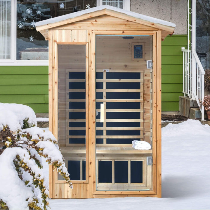 Thermora 2 - Person Outdoor Infrared Sauna With Bluetooth Audio And LED Lighting (SAK28694) - Elite Recovery Wellness