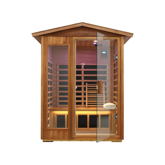 Thermora 2 - Person Ultra - Low EMF Mahogany Outdoor Infrared Sauna With Bluetooth Speakers (SAK43021) - Elite Recovery Wellness