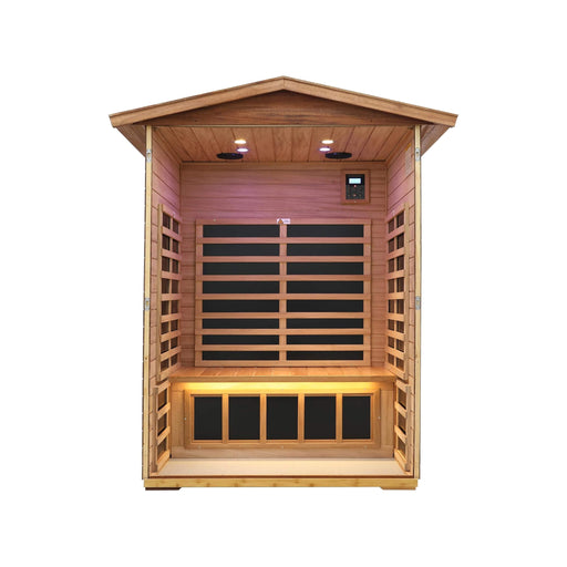 Thermora 2 - Person Ultra - Low EMF Mahogany Outdoor Infrared Sauna With Bluetooth Speakers (SAK43021) - Elite Recovery Wellness