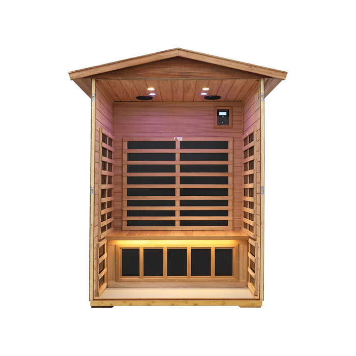 Thermora 2 - Person Ultra - Low EMF Mahogany Outdoor Infrared Sauna With Bluetooth Speakers (SAK43021) - Elite Recovery Wellness
