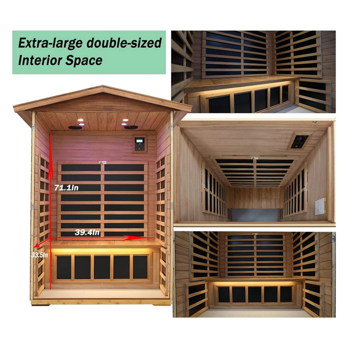 Thermora 2 - Person Ultra - Low EMF Mahogany Outdoor Infrared Sauna With Bluetooth Speakers (SAK43021) - Elite Recovery Wellness
