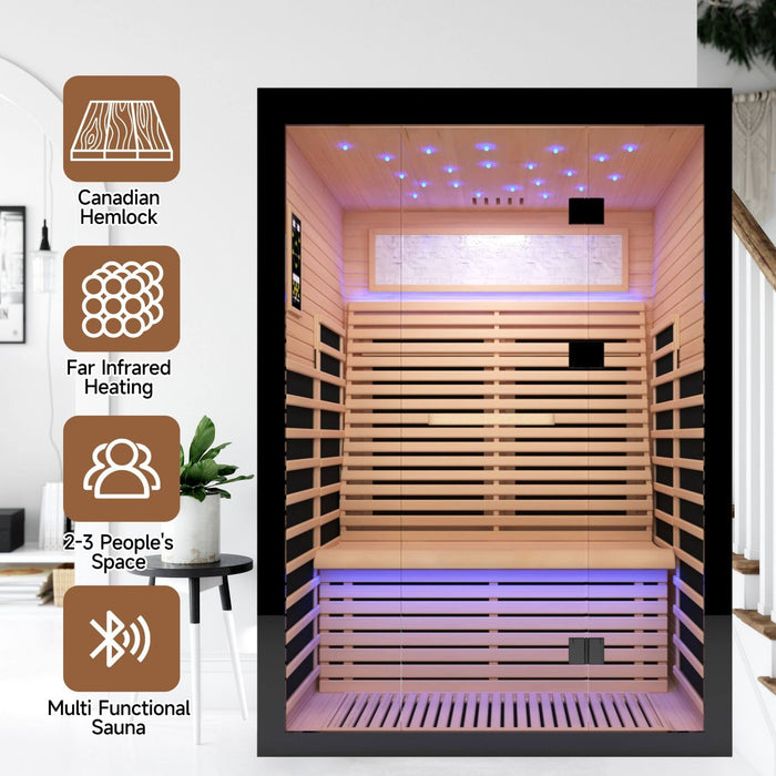 Thermora Luxury 2 - Person Canadian Hemlock Wood Far Infrared Home Sauna (SAK56874) - Elite Recovery Wellness