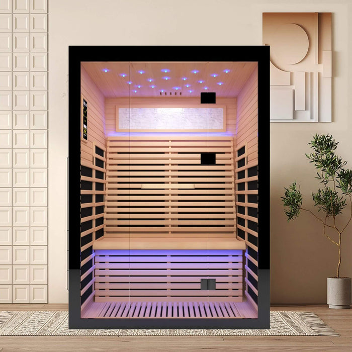 Thermora Luxury 2 - Person Canadian Hemlock Wood Far Infrared Home Sauna (SAK56874) - Elite Recovery Wellness