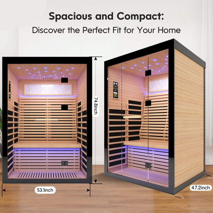 Thermora Luxury 2 - Person Canadian Hemlock Wood Far Infrared Home Sauna (SAK56874) - Elite Recovery Wellness