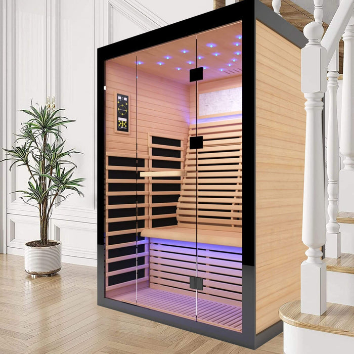 Thermora Luxury 2 - Person Canadian Hemlock Wood Far Infrared Home Sauna (SAK56874) - Elite Recovery Wellness