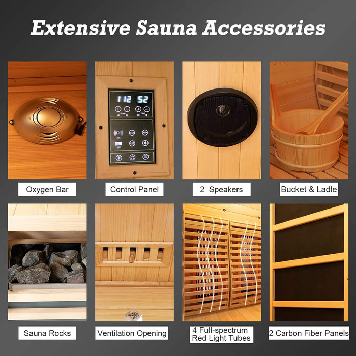 Rövia Luma 2 - Person Indoor Hybrid Sauna Room With Infrared And 3.5KW Steam Heater (SAK83750) - Elite Recovery Wellness