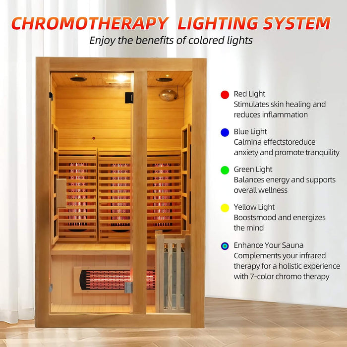 Rövia Luma 2 - Person Indoor Hybrid Sauna Room With Infrared And 3.5KW Steam Heater (SAK83750) - Elite Recovery Wellness