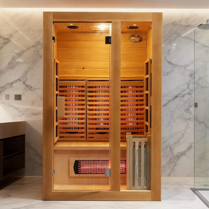 Rövia Luma 2 - Person Indoor Hybrid Sauna Room With Infrared And 3.5KW Steam Heater (SAK83750) - Elite Recovery Wellness