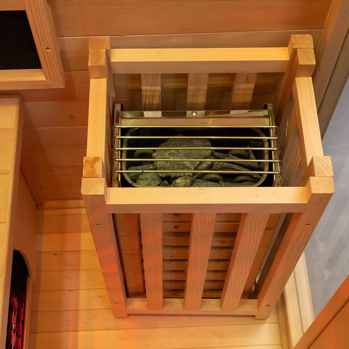 Rövia Luma 2 - Person Indoor Hybrid Sauna Room With Infrared And 3.5KW Steam Heater (SAK83750) - Elite Recovery Wellness