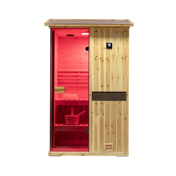 Thermora Premium 2 - Person Outdoor Wooden Steam Sauna Room With Smart Control Panel And Bluetooth Audio (SAK52918) - Elite Recovery Wellness